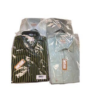 Orange247 Mens Long Sleeve Button Down Pinstriped Shirts Set Of 4 L 16-16.5 SKU